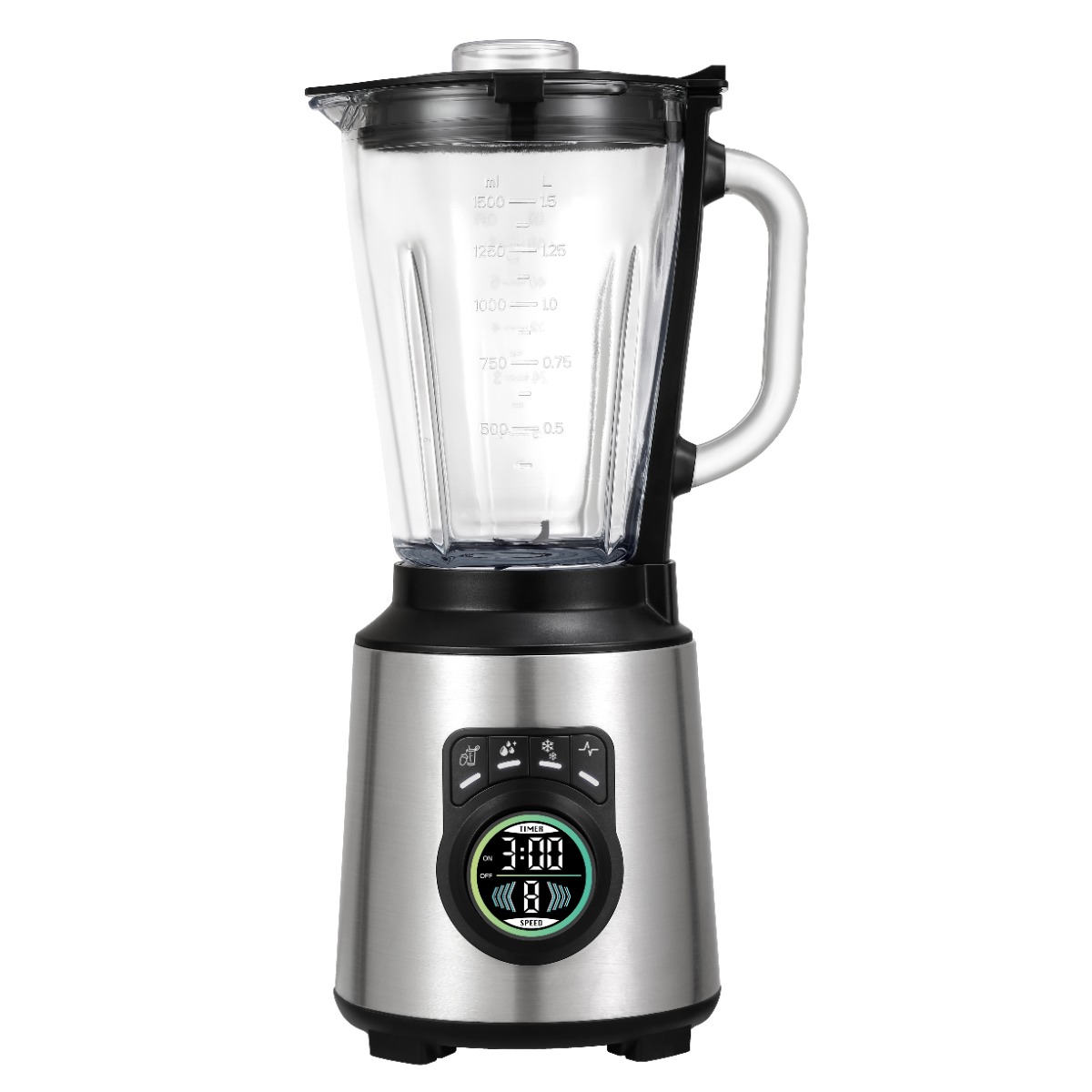 Blender 1,5 liter 1200 watt med farvedisplay - stål