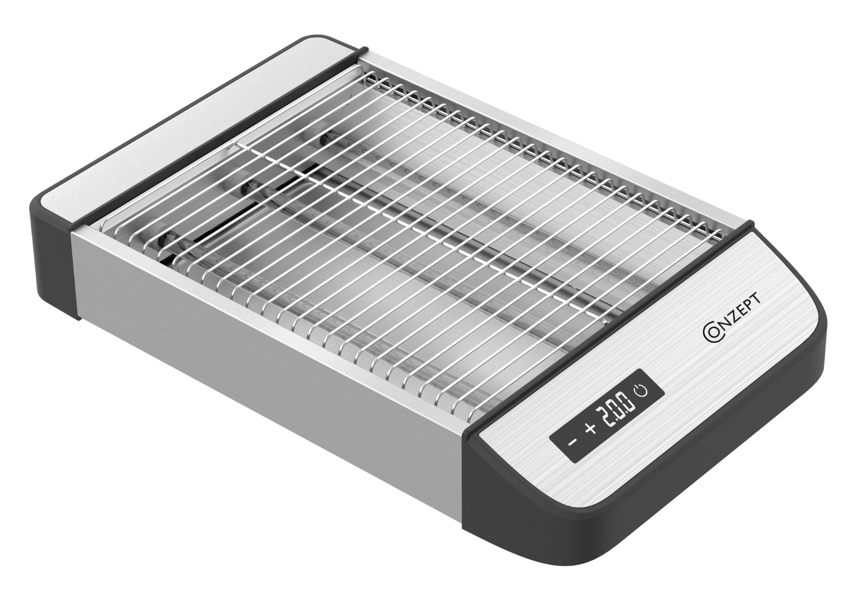Brødrister flad med digital display - stål