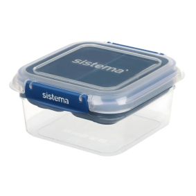 SISTEMA Madkasse square stax to go 1,0 liter - klar / ocean blue - MADKASSER & DRIKKEDUNKE