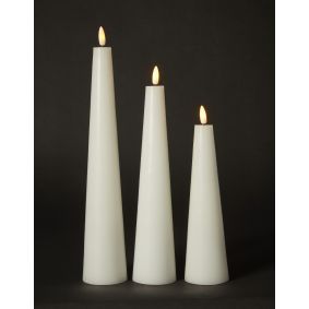 Keglelys med 3D flamme i hvid - 3 stk. - LYS & LYSKÆDER