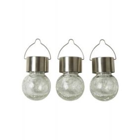 Solcellekugler med krakeleret glas 3 stk - klar - HAVELAMPER