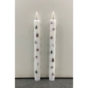 DACORE Stagelys m/3D flamme julemotiv 22 cm - 2 stk - DEKORATION