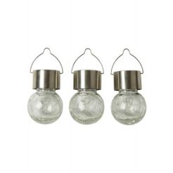 Solcellekugler med krakeleret glas 3 stk - klar -
