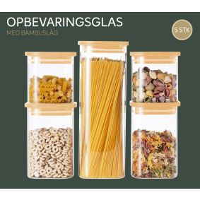 Opbevaringsglas med bambuslåg - 10 dele - OPBEVARINGSGLAS / DÅSER