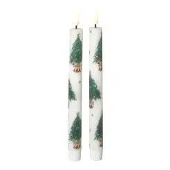 DACORE Stagelys m/3D flamme juletræ 22 cm - 2 stk - 