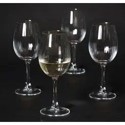 DACORE Hvidvinsglas med riller og guldkant 35 cl - 4 stk - 