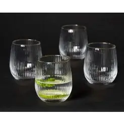 DACORE Vandglas med riller og guldkant 35 cl - 4 stk - 