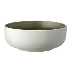 STUDIO ROUND North skål 15 cm - mat hvid/blank grøn - 