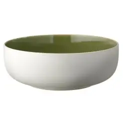 STUDIO ROUND North salatskål 25 cm - mat hvid/blank grøn - 