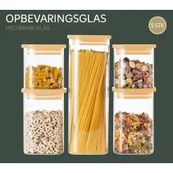 Opbevaringsglas med bambuslåg - 10 dele - 