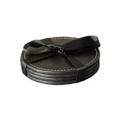 DACORE Glasbrikker i læderlook rund 4 stk - sort - 