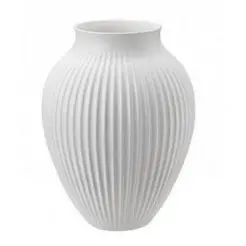 KNABSTRUP Vase 20 cm - hvid med riller - 