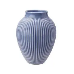 KNABSTRUP Vase 20 cm m/riller - blå - 