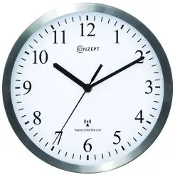 Vægur radiostyret Ø25 cm - aluramme - 