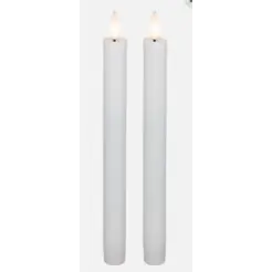 Stagelys m/3D flamme i hvid 2 stk - 22 cm. - 