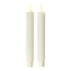 Stagelys m/3D flamme i hvid 2 stk. - 14 cm - 