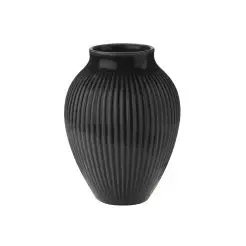 KNABSTRUP Vase  m/riller 12,5 cm - sort - 