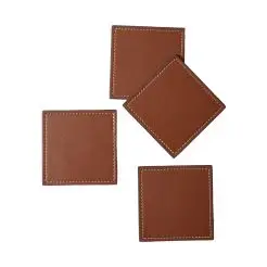 DACORE Glasbrikker i læderlook firkantet 4 stk - lys brun - 