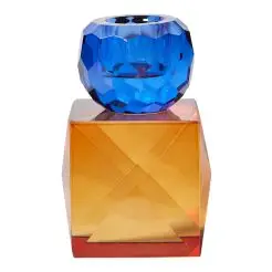 DACORE Krystalstage 10 cm firkantet m/1 kugle - brun/blå - 
