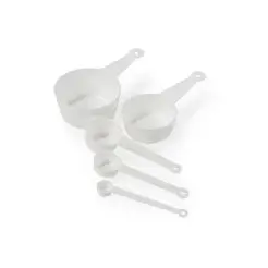 Plastik måleskesæt 5 dele - hvid - 