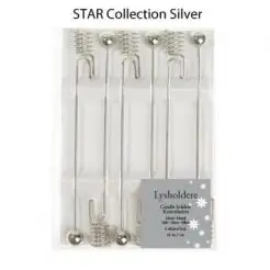 DET GAMLE APOTEK Lysholder til juletræ sølv - 6 stk. - 