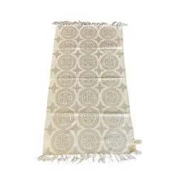 LA FINESSE kludetæppe 65 x 135 cm - hvid med grå print - 