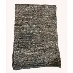 LA FINESSE Læder/skind kludetæppe 120 x 180 cm - sort - 