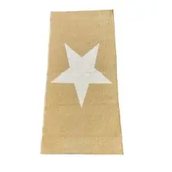 LA FINESSE Gennemvævet kludetæppe 65 x 135 cm - natur/hvid stor stjerne - 