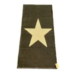 LA FINESSE Gennemvævet kludetæppe 65 x 135 cm - sort/hvid stor stjerne - 