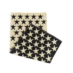LA FINESSE Gennemvævet kludetæppe 65 x 135 cm - sort/hvid stjerner - 