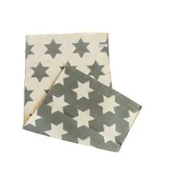 LA FINESSE Gennemvævet kludetæppe 65 x 135 cm - grå/hvid stjerner - 