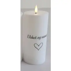 DACORE Gravlys m/3D flamme med timer  Ø7 cm - elsket & savnet - 