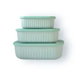 DACORE Opbevaringsbokse med låg 6 dele - støvet grøn - 