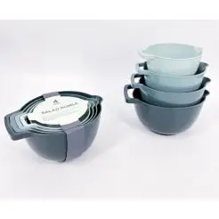 Røreskålesæt i plast 4 stk med hank - petroleum - 