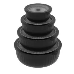 Opbevaringsbokse rund 8 dele - lav sort - 