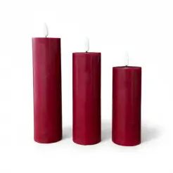 DACORE Bloklyssæt m/3D flamme Ø5 cm incl. fjernbetjening 3 stk - rød - 