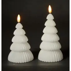 DACORE juletræ bloklys m/3D flamme incl. fjernbetjening 2 stk - hvid - 