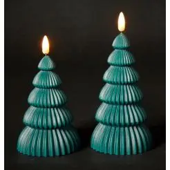 DACORE juletræ bloklys m/3D flamme incl. fjernbetjening 2 stk - grøn - 