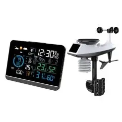 Professionel vejrstation med farveskærm, vind- og regnmåler - 