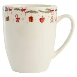 Jule krus hvid med mønster 34 cl - 