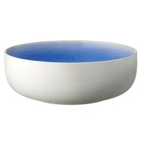 STUDIO ROUND North salatskål 25 cm - mat hvid/blank blå - SERVERINGSSKÅLE