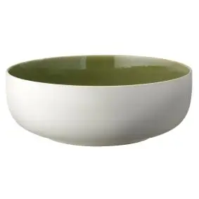 STUDIO ROUND North salatskål 25 cm - mat hvid/blank grøn - SERVERINGSSKÅLE