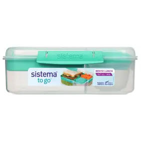 SISTEMA Madkassesæt bento box lunch to go 1,65 liter & drikkeflaske 330 ml - klar / minty teal - ØVRIG MADOPBEVARING