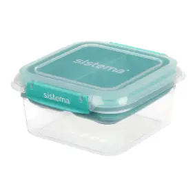 SISTEMA Madkasse square stax to go 1,15  liter - klar / minty teal - ØVRIG MADOPBEVARING