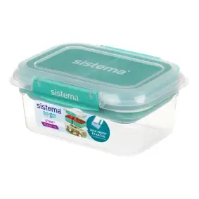 SISTEMA Madkasse square stax to go 1,0 liter - klar / minty teal - MADKASSER & DRIKKEDUNKE