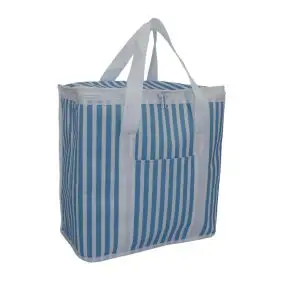 Køletaske 20 liter, stor - blå stribet - KØLETASKER