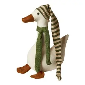 DACORE Juleand med hue liggende 23 cm - sand/grøn - NISSER