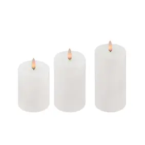 Bloklyssæt med 3D flamme incl. fjernbetjening Ø7,5 udendørs - hvid - AVISTILBUD