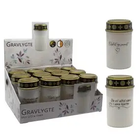 Gravlygte med print og timer - hvid - LYS & LYSKÆDER