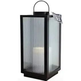 Lanterne med Riflet Glas og LED Bloklys – 48 cm - LED LYS